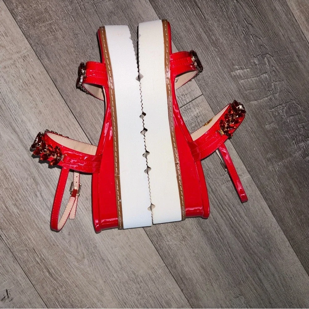 Primadonna Crystal Embellished‎ Platform Sandals Red Excellent Italian eu 40